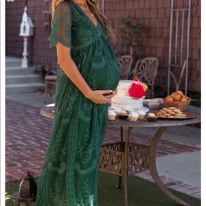 Teal Green Lace Maternity Maxi Dress pinkblush